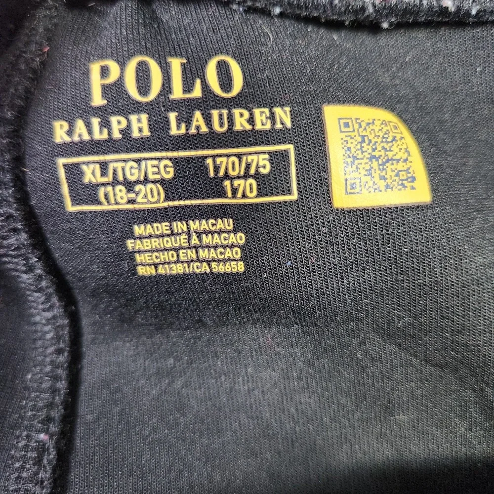 Polo Ralph Lauren Joggers Youth XL Big Kids Double Knit Cotton Sweatpants‎ Black